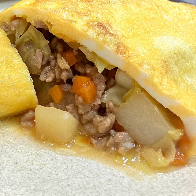 じゃがいもと挽肉の甘辛オムレツの完成写真