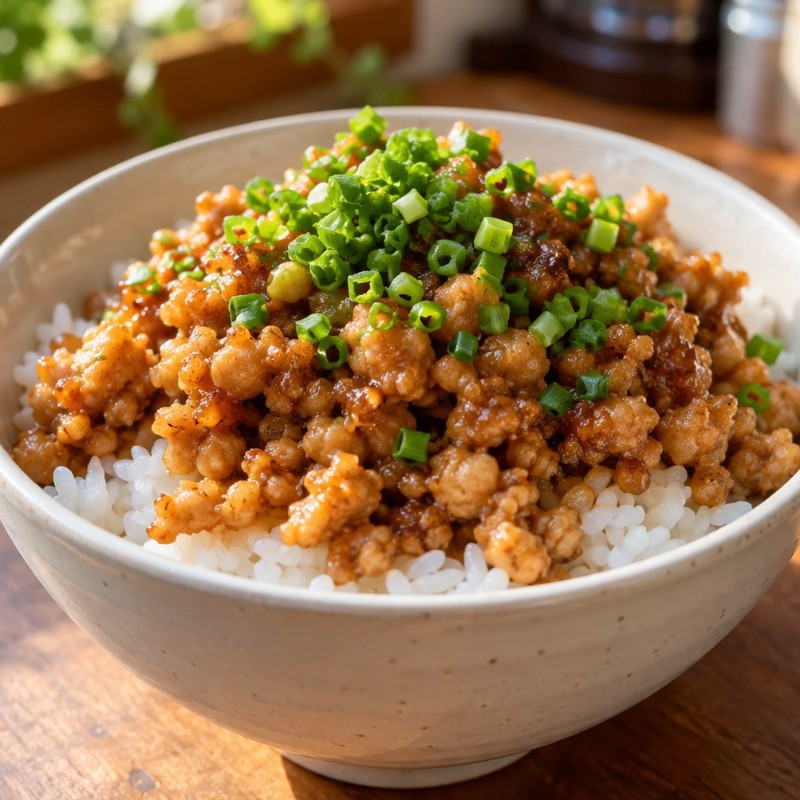 フライパン1つ10分。鶏ひき肉とにらのエスニックそぼろごはんの完成写真