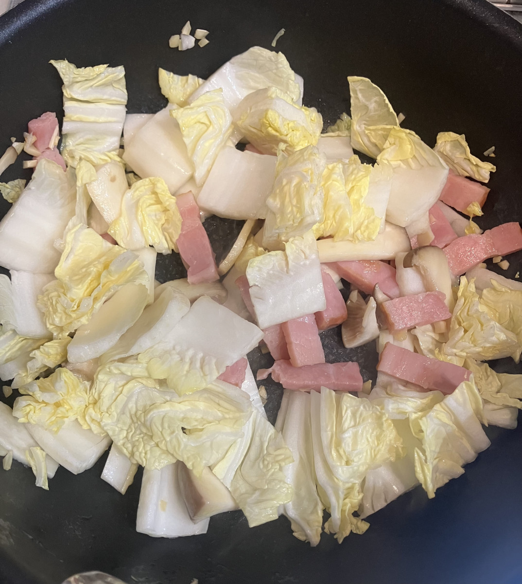 鍋で余った材料で！白菜とエリンギのパスタの作り方ステップ4