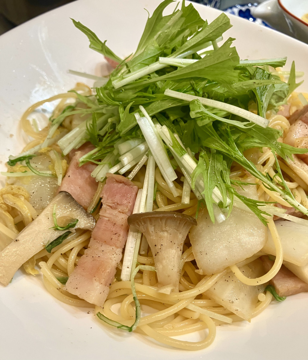 鍋で余った材料で！白菜とエリンギのパスタの作り方ステップ7