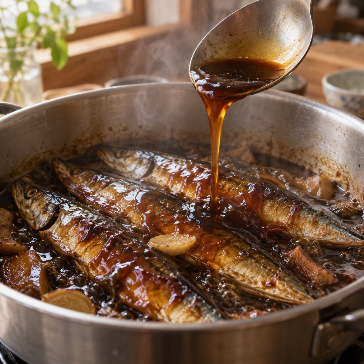 梅としょうがで臭みゼロ、20分煮るだけ。秋さんまの梅しょうが煮の作り方ステップ5