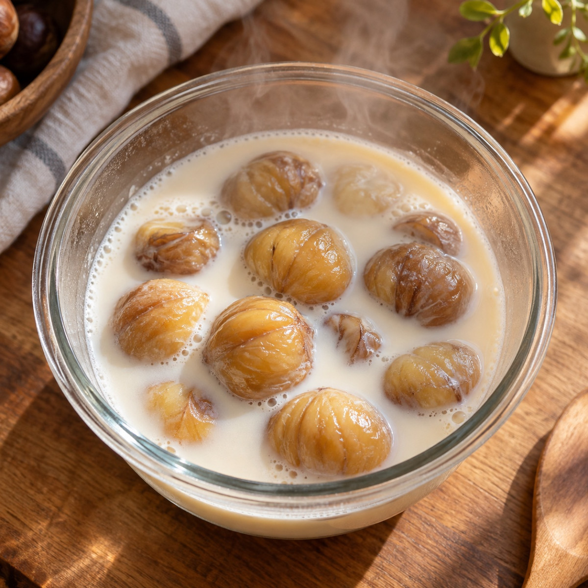 混ぜるだけ10分。むき甘栗と豆乳の秋モンブランクリームの作り方ステップ1