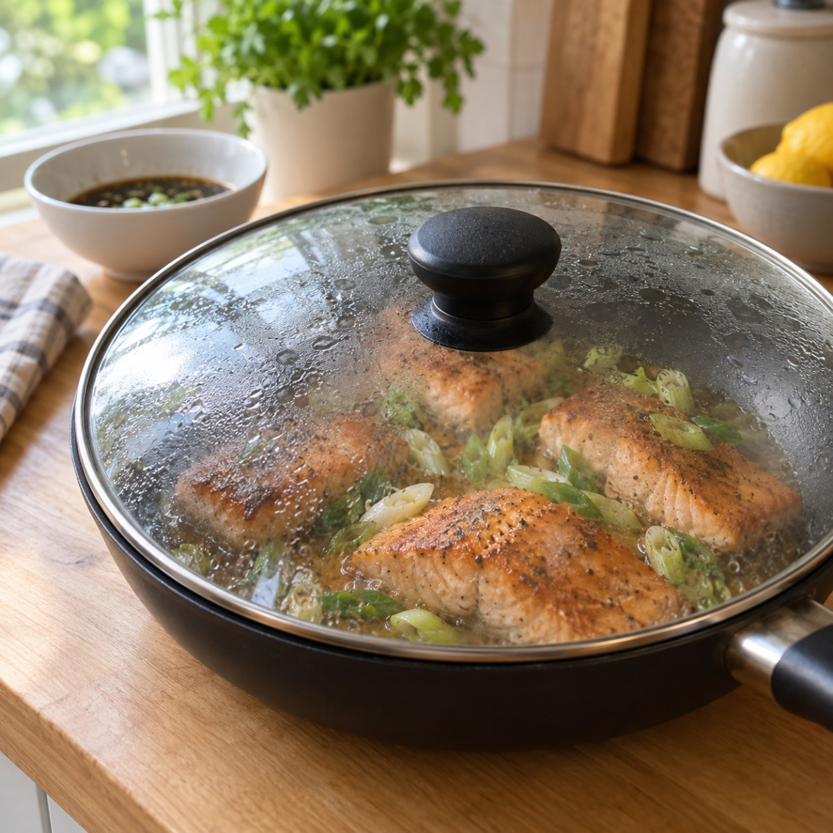 フライパン1つ15分。秋鮭と長ねぎのしょうが照り焼きの作り方ステップ4