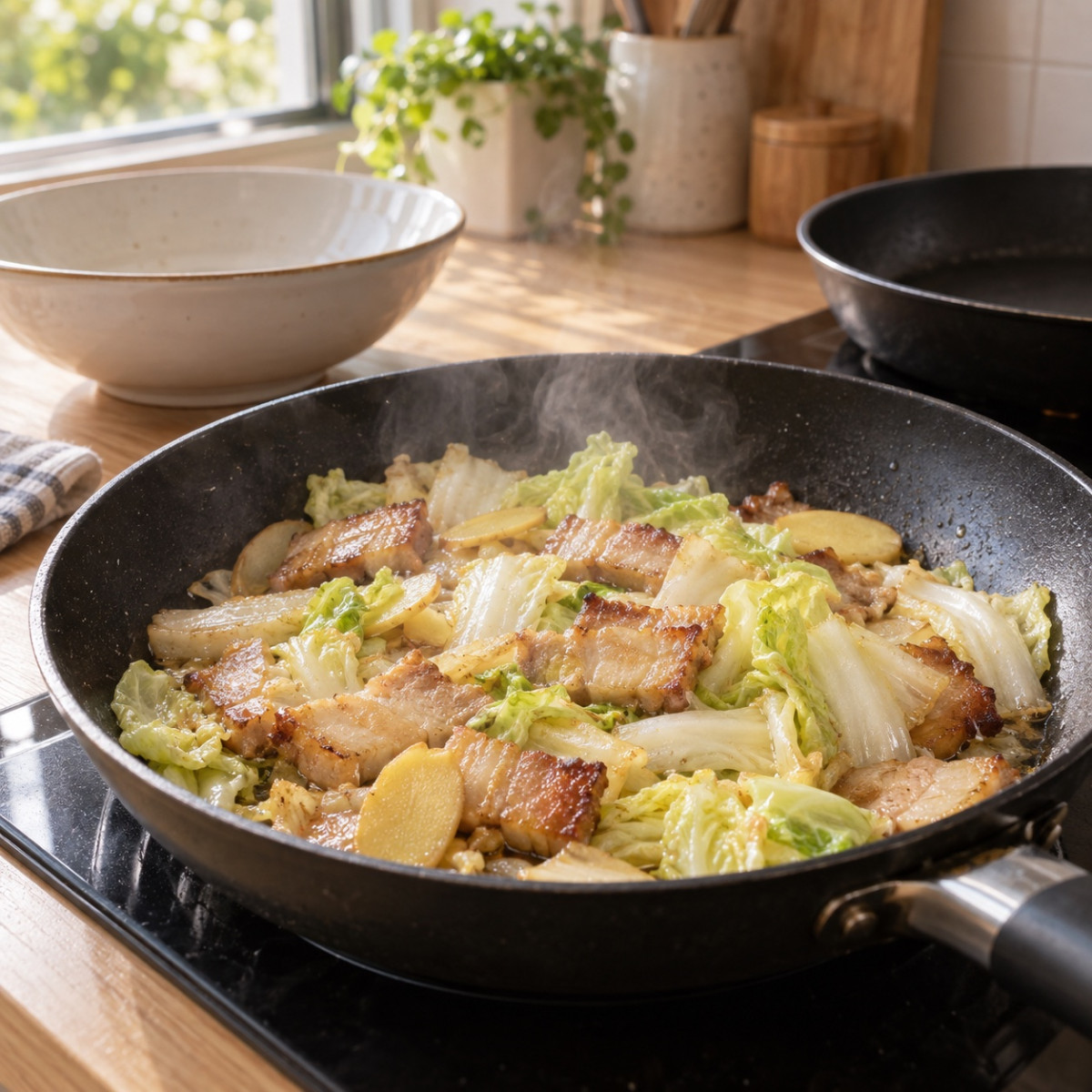 フライパン1つ15分。白菜と豚バラのとろみ中華煮の作り方ステップ2