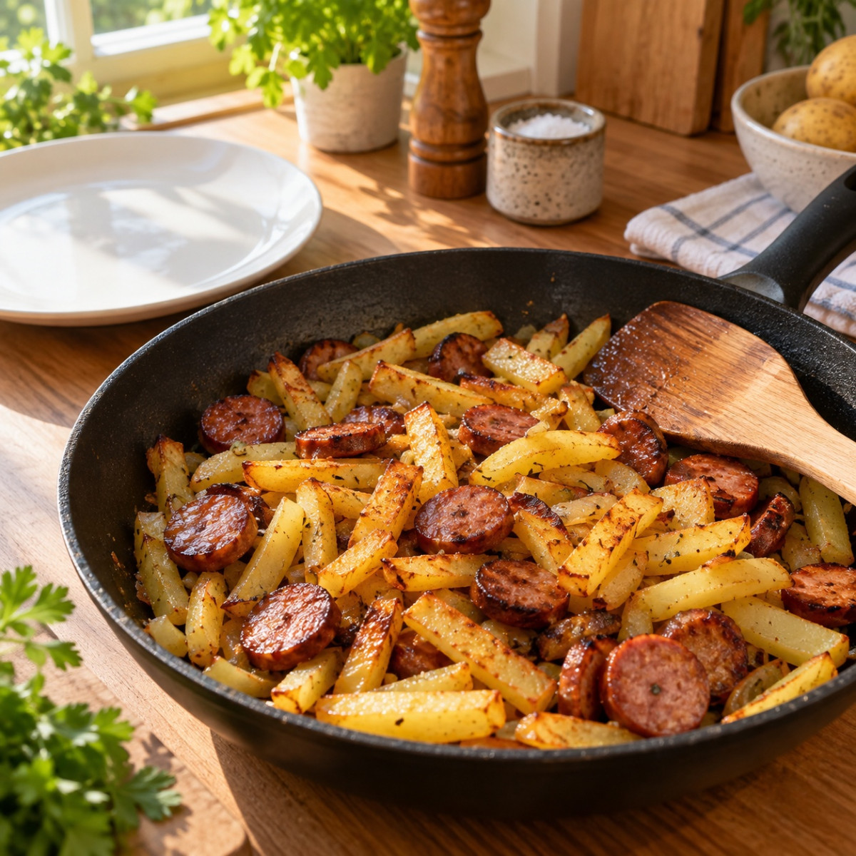 フライパン1つ15分。ソーセージとじゃがいものカレーマヨ炒めの作り方ステップ4