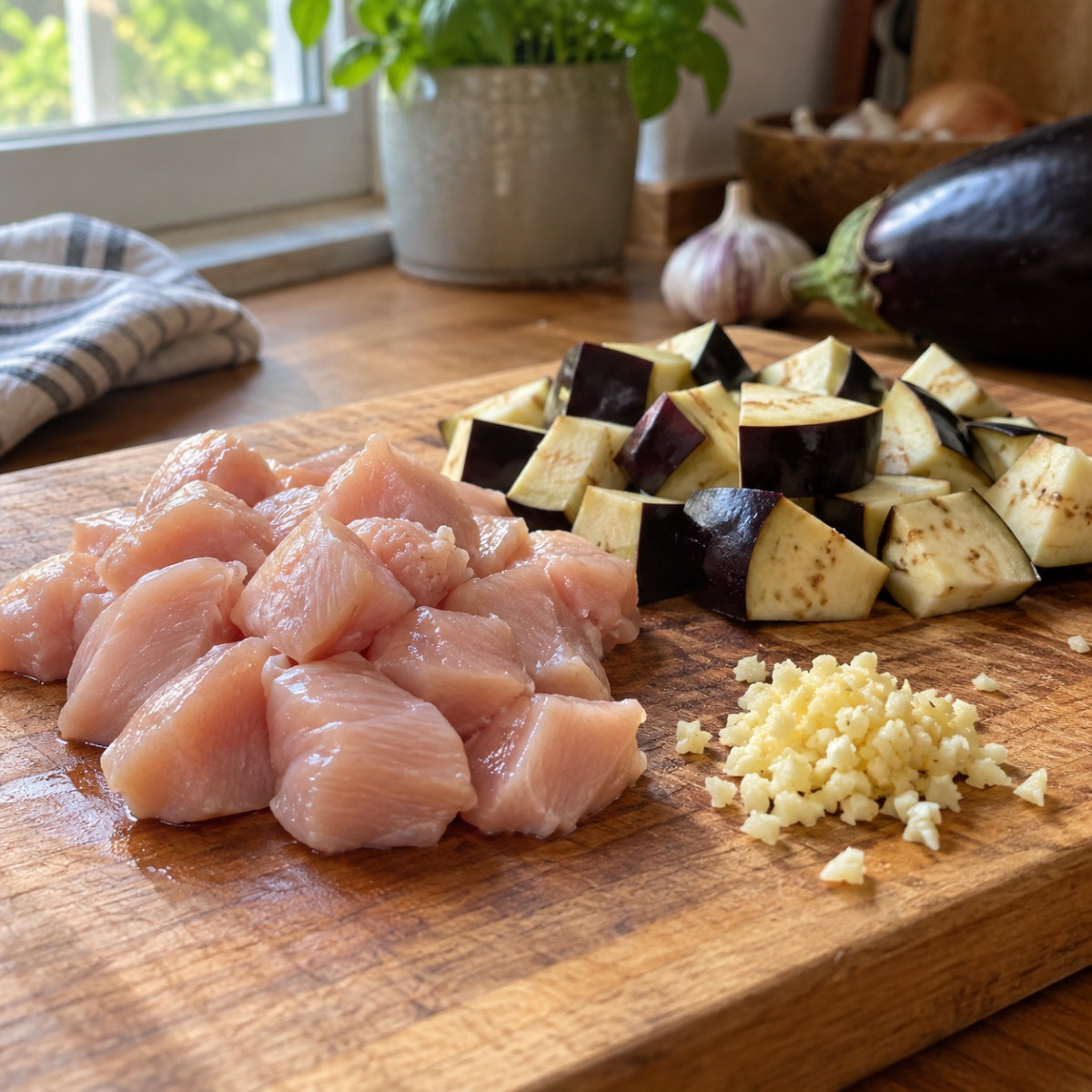 フライパン15分！鶏むねとなすの本格ガパオ風の作り方ステップ1