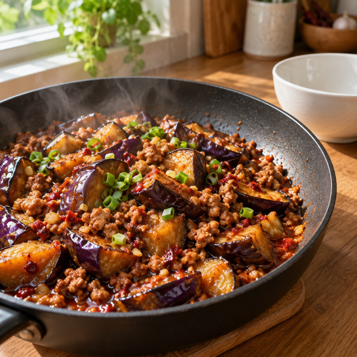 フライパン12分。なすと豚ひき肉のピリ辛中華炒めの作り方ステップ4