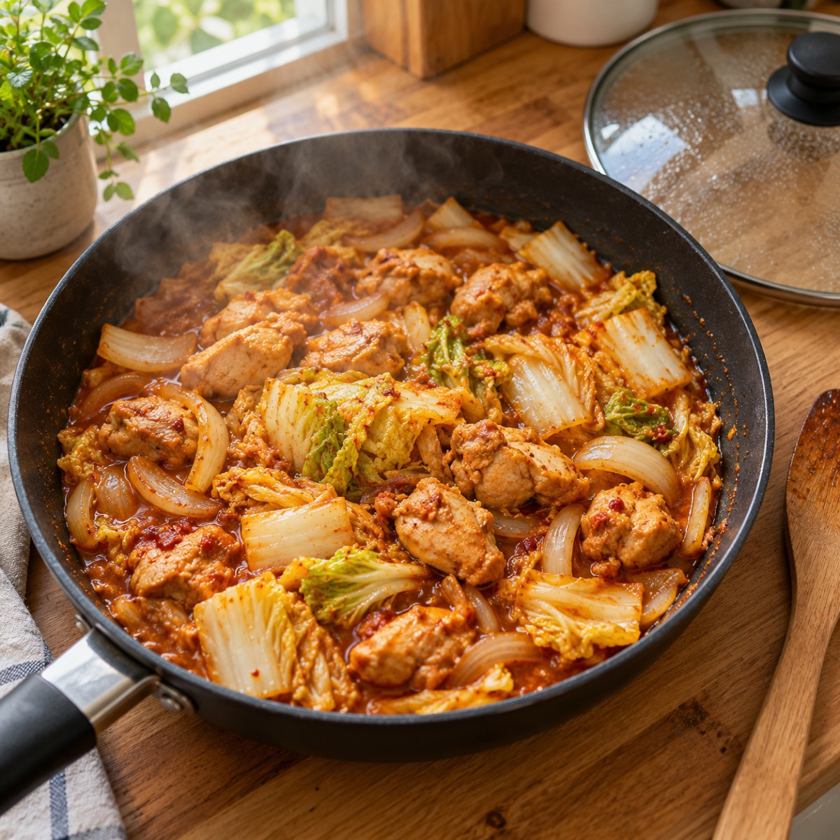 フライパン1つ15分。鶏もも肉と白菜のデミクリーム煮の作り方ステップ4