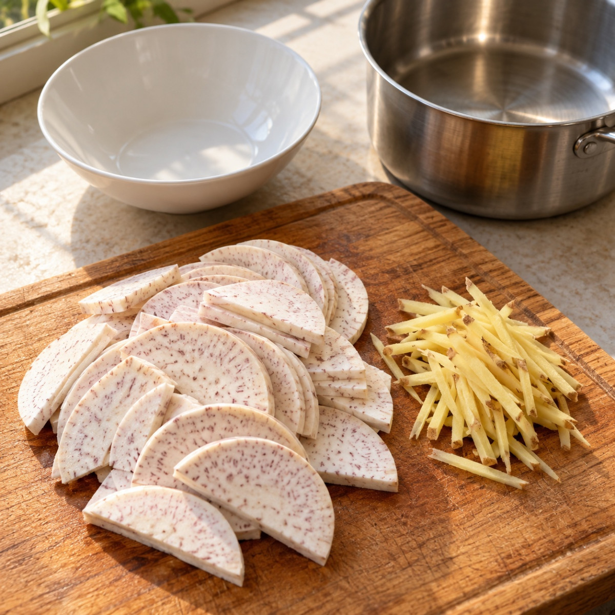 鍋1つ15分。里芋と鶏ひき肉の生姜とろみスープの作り方ステップ1