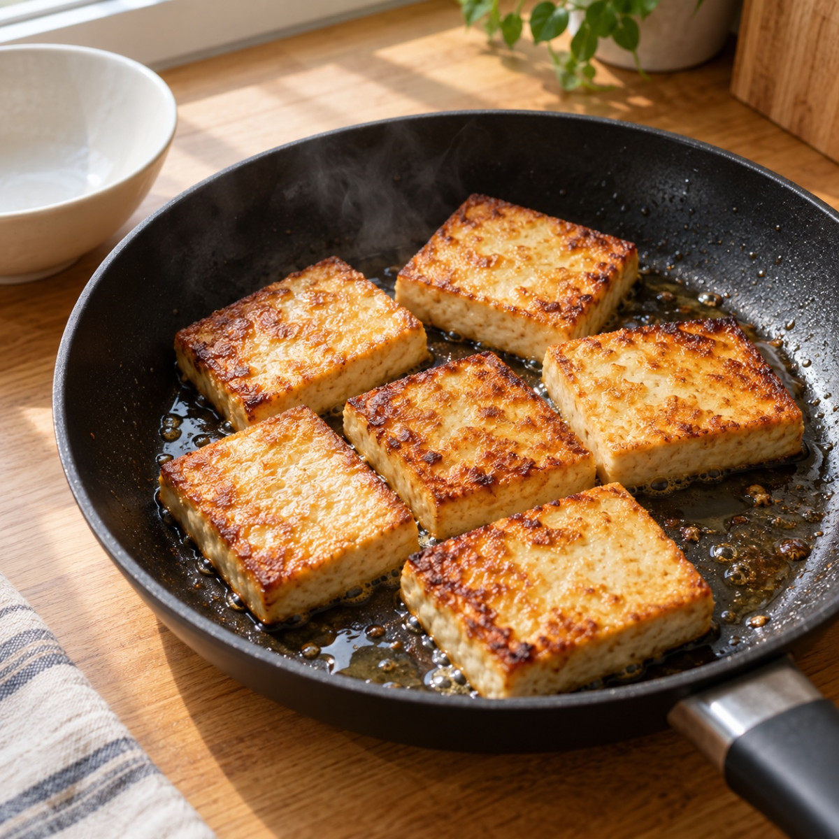 フライパン1つ10分。厚揚げとしめじのねぎ味噌焼きの作り方ステップ3