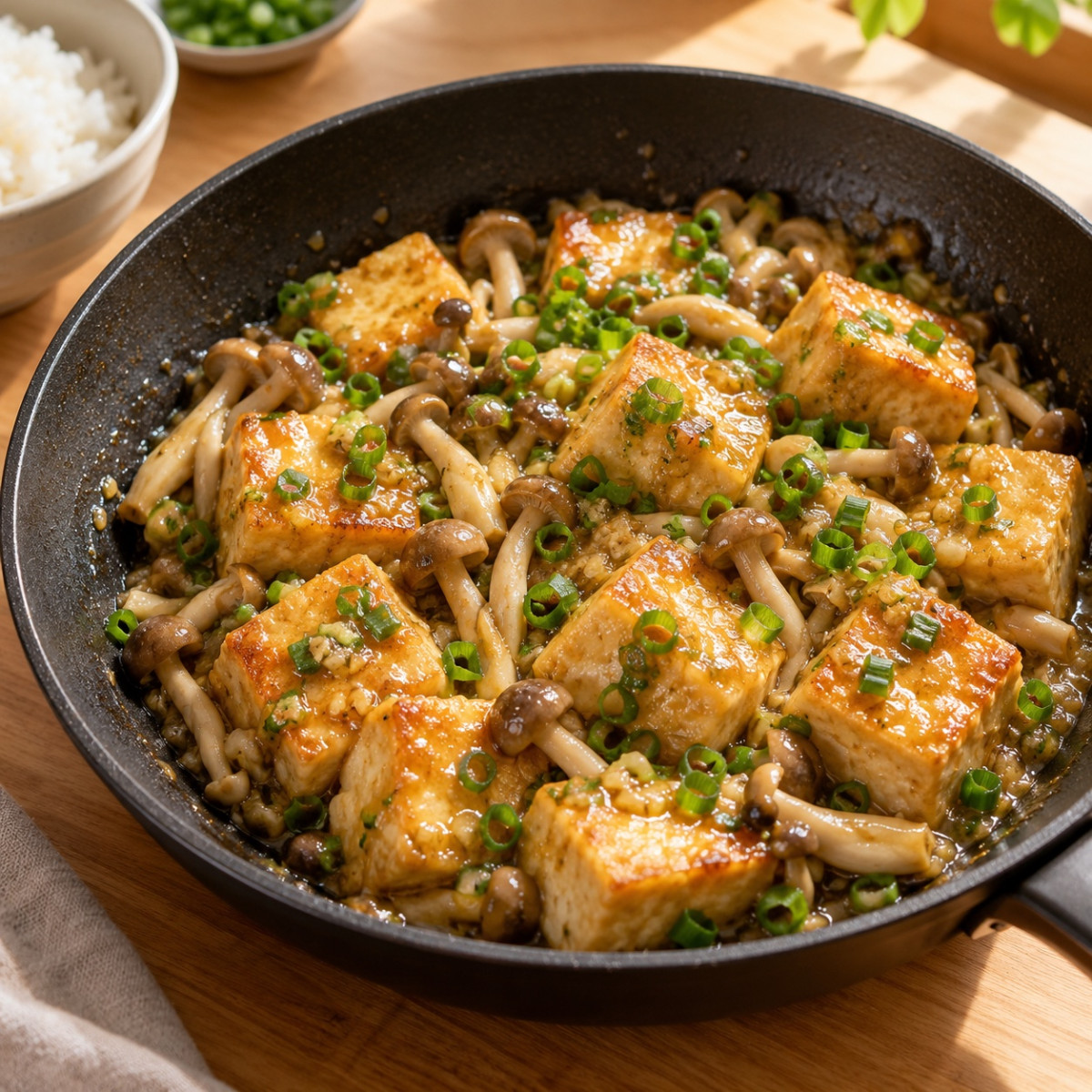 フライパン1つ10分。厚揚げとしめじのねぎ味噌焼きの作り方ステップ5