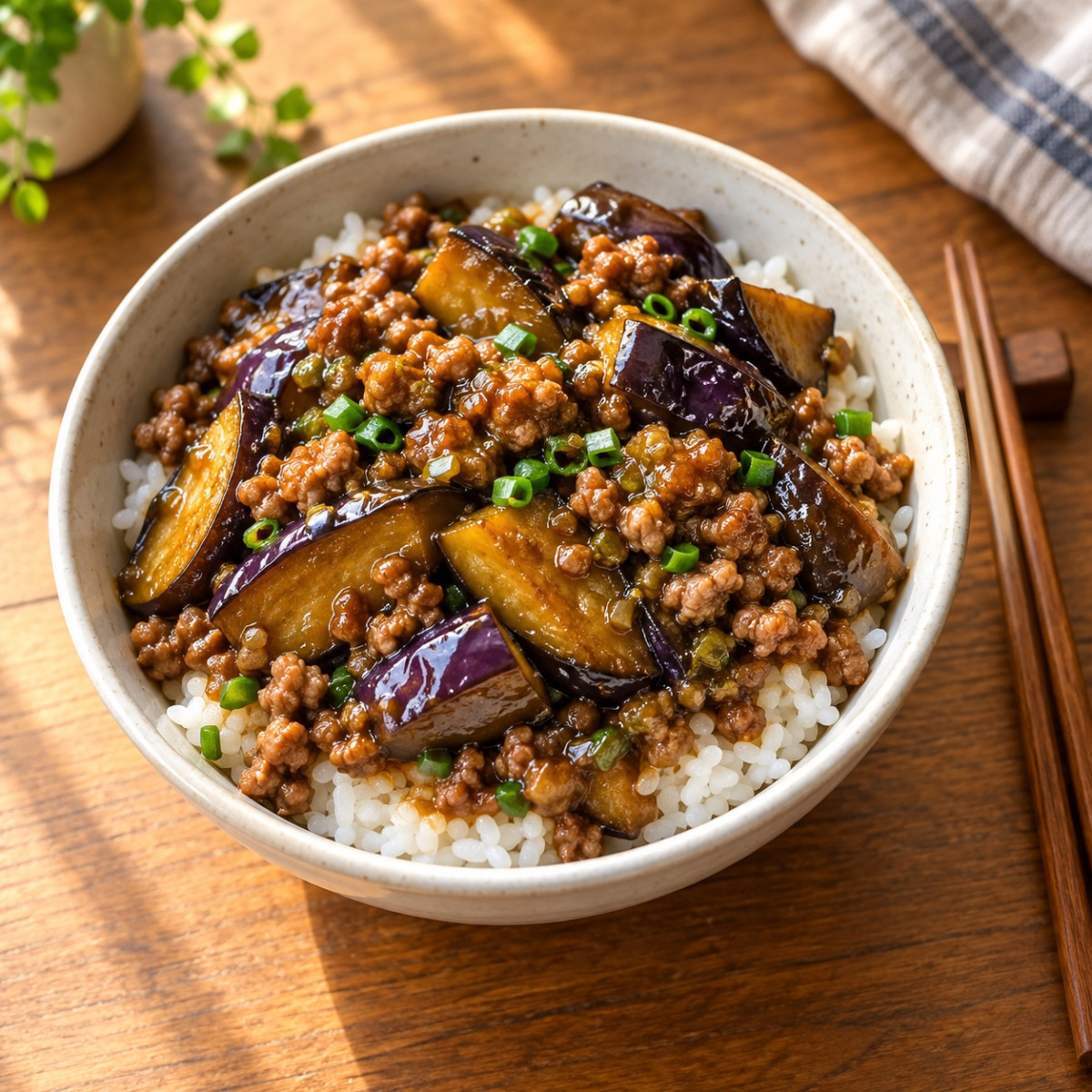 フライパン1つ10分。なすとひき肉の甘辛みそ炒めの作り方ステップ6