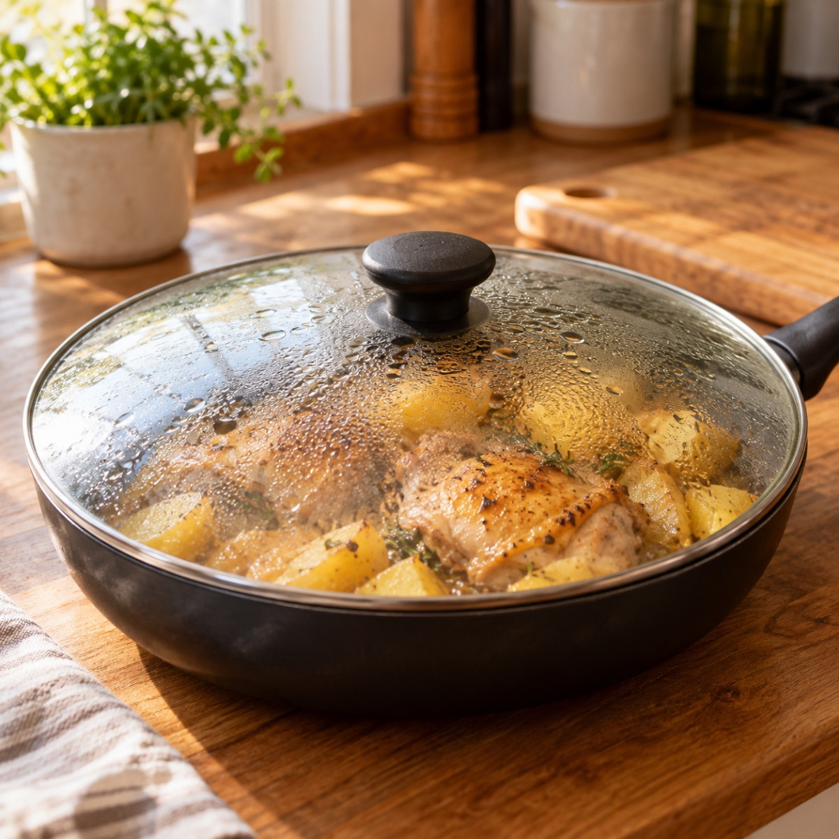 フライパン1つ15分。鶏もも肉とじゃがいものバターポン酢ソテーの作り方ステップ3