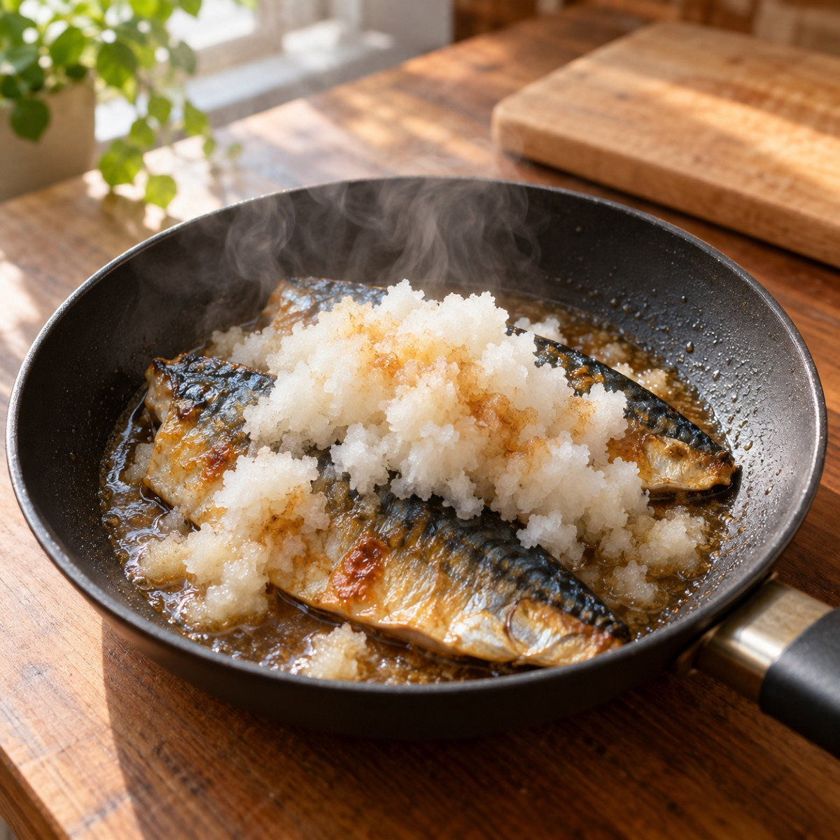 フライパン1つ10分。さば缶と大根おろしのみぞれ煮の作り方ステップ5