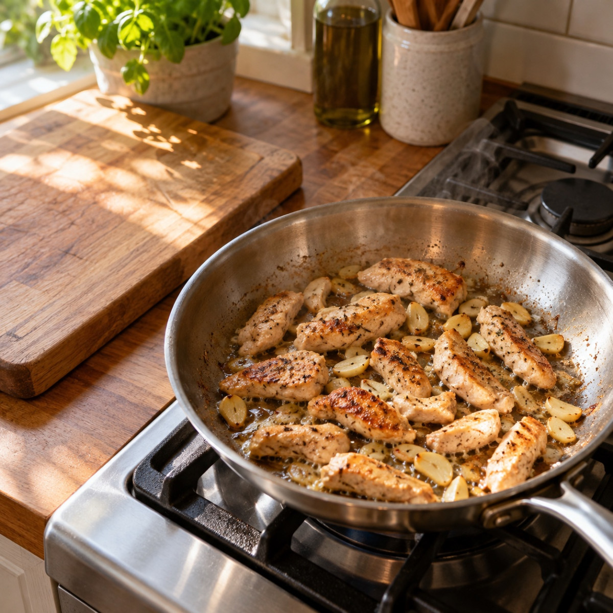 フライパン1つ10分。鶏むね肉とエリンギのバジル風味ナンプラー炒めの作り方ステップ3