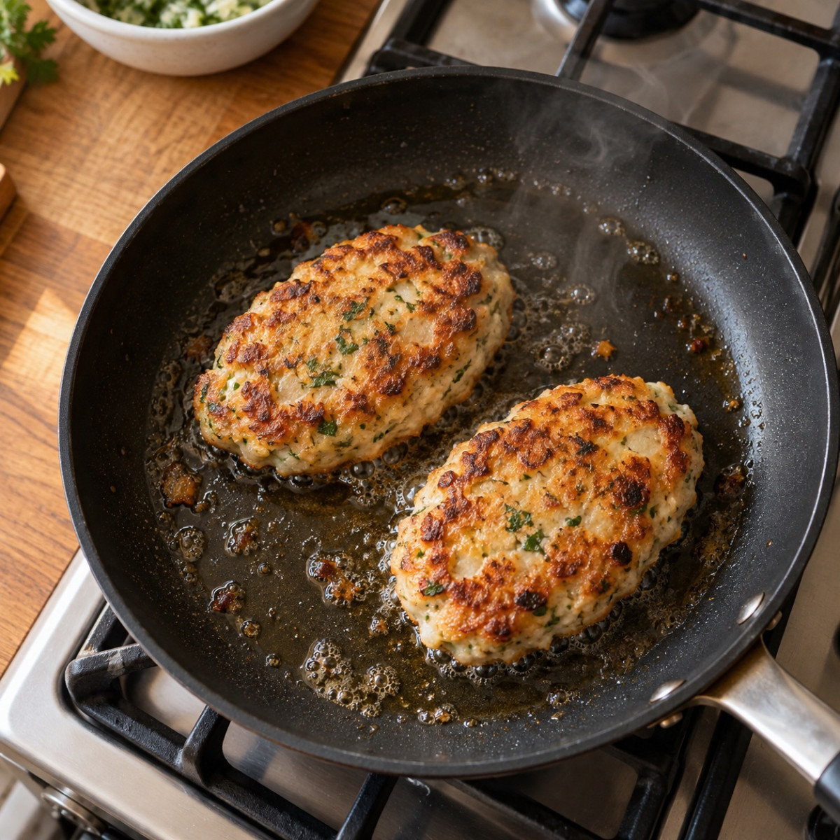 フライパン1つ15分。さんまのトマト煮込みハンバーグ風の作り方ステップ2