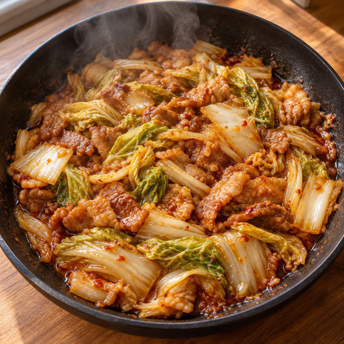 フライパン1つ10分。白菜と豚こまのピリ辛中華炒めの作り方ステップ5