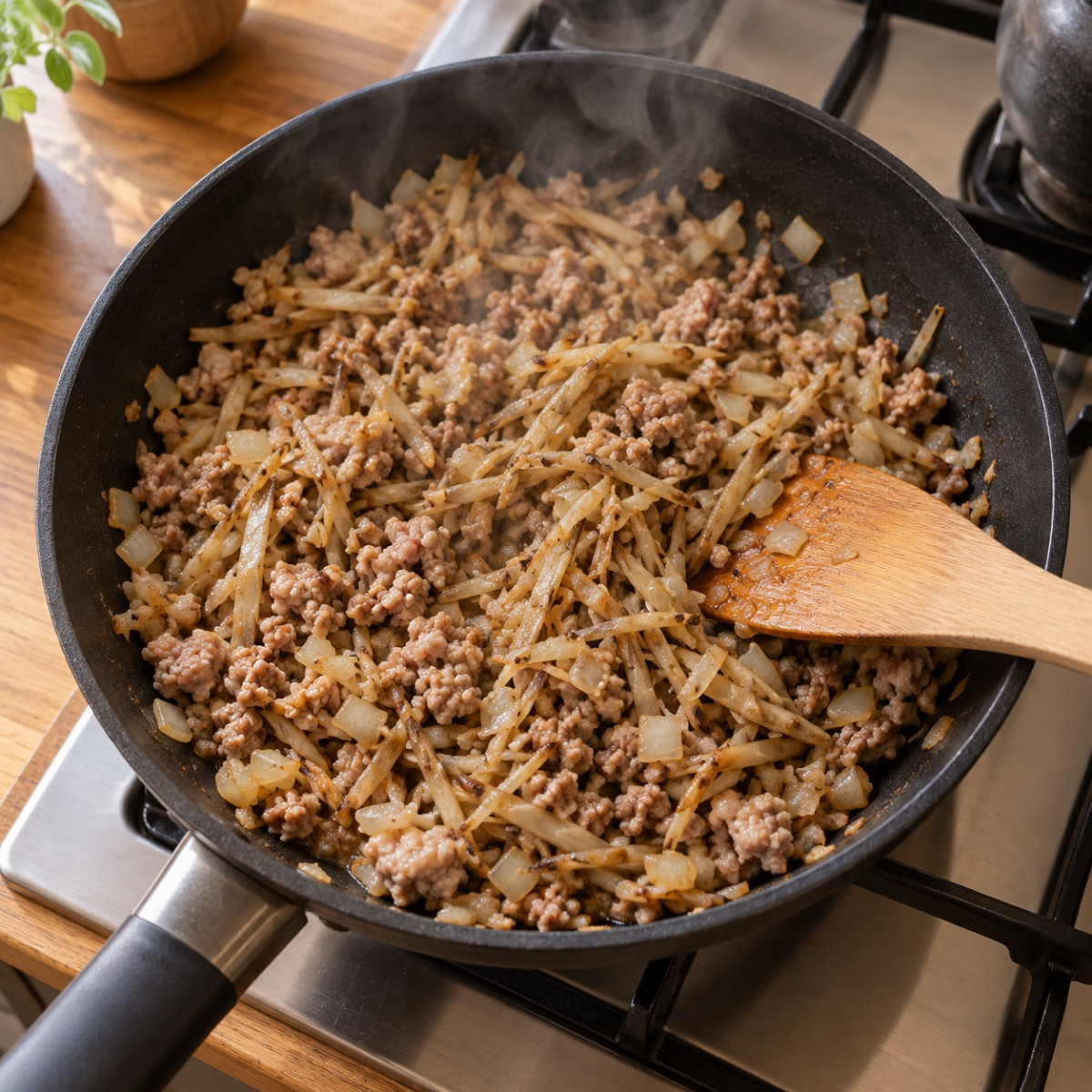 フライパン1つ15分。ごぼうと豚ひき肉のトマトミートパスタの作り方ステップ2