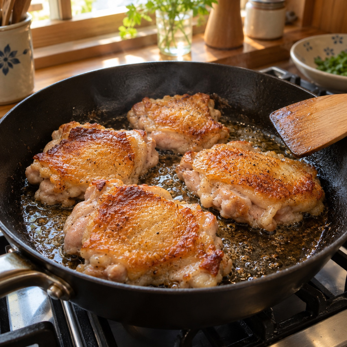 フライパン1つ15分。鶏もも肉とれんこんのデミグラス風煮込みの作り方ステップ2